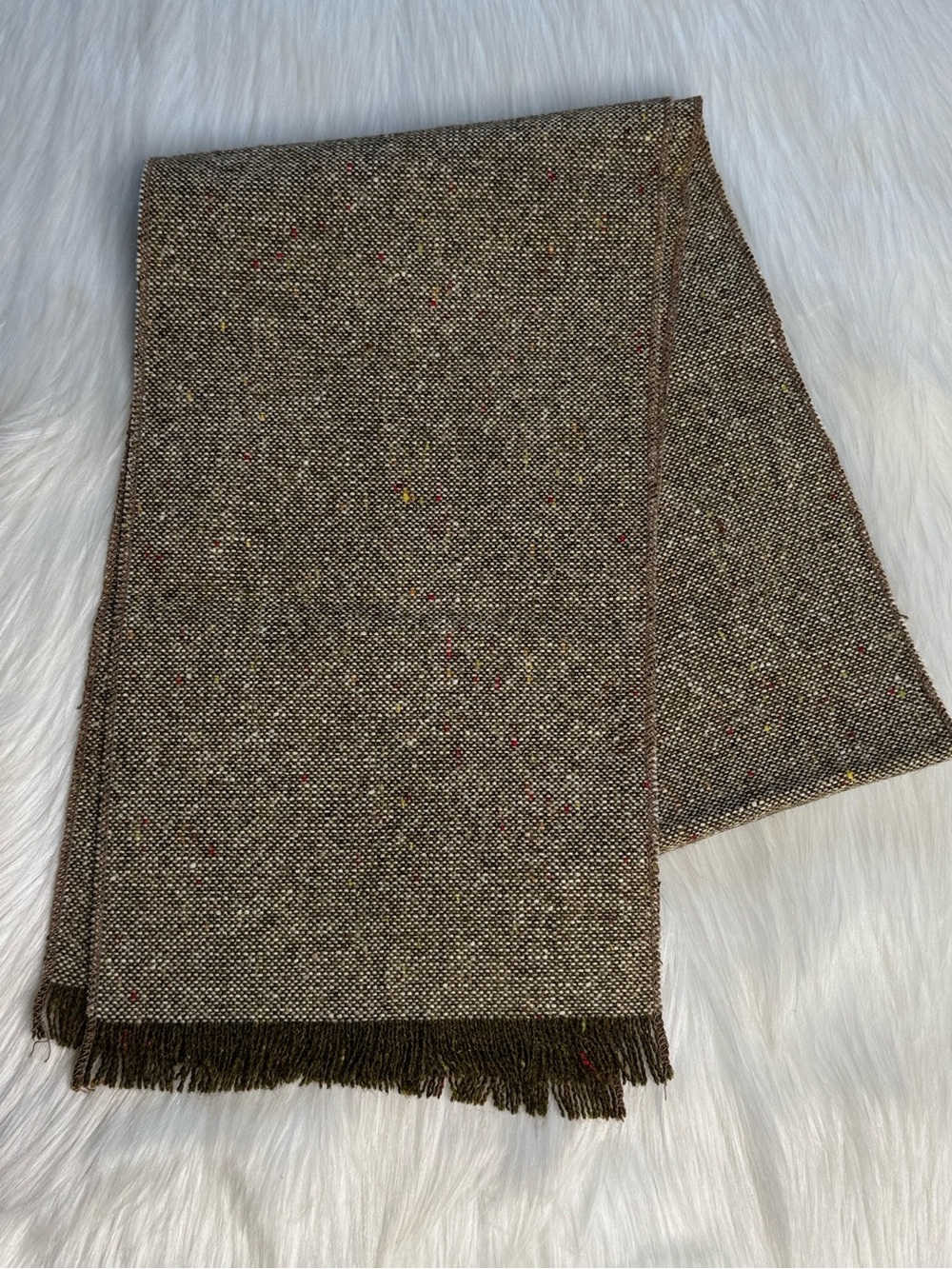 Donegal Handwoven Brown Tweed Wool Scarf